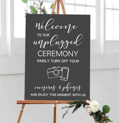 Unplugged Ceremony Sign - Shania